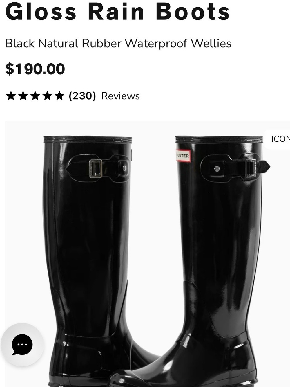 Hunter Black Gloss Tall Rain Boots with Logo - Picture 3 of 7